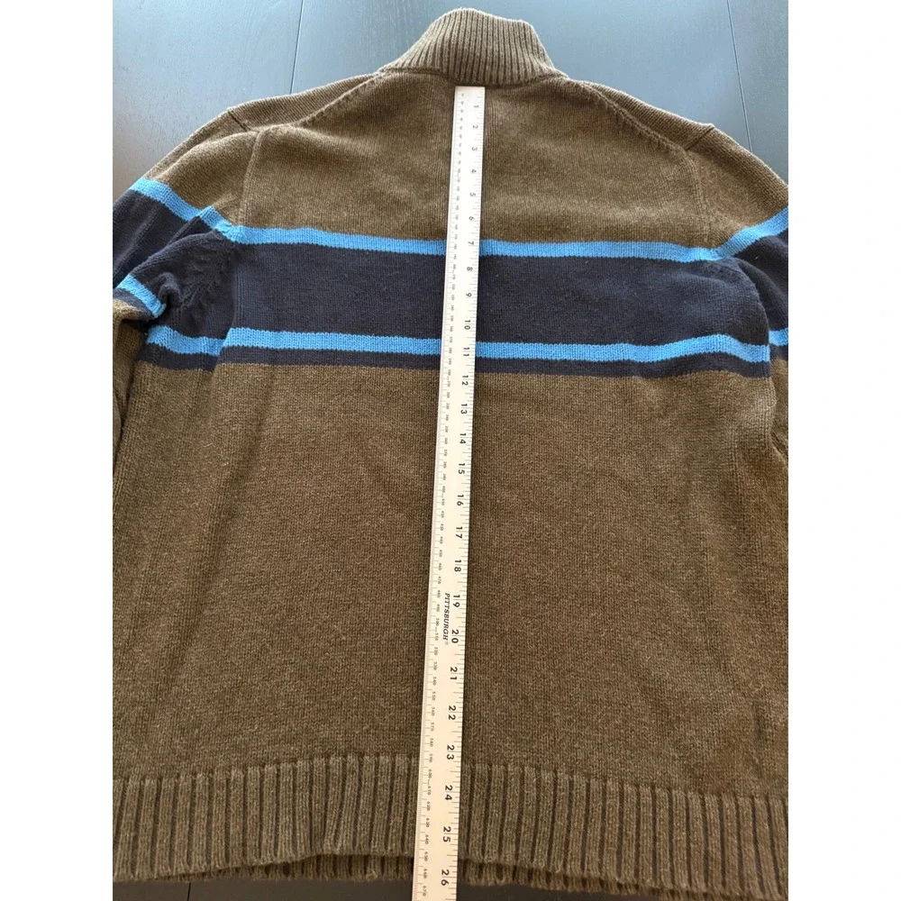 J. Crew Quarter-Zip Pullover Sweater‎ Mens Large Olive Colorblock Cotton